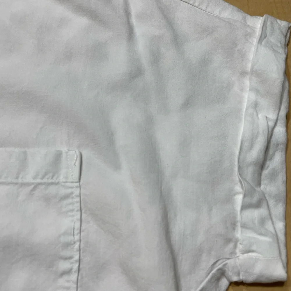 Cloth & Stone Crisp White Rolled Short Sleeve Point Collar Button Down Top Small - Picture 7 of 10